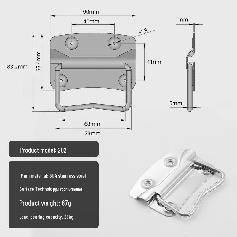 304 Stainless Steel Folding Ring Handle for Aviation or Industrial Aluminum Cases