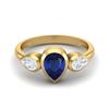 Pear Shape Blue Cz Gemstone Gold Plated 925 Sterling Silver Ring