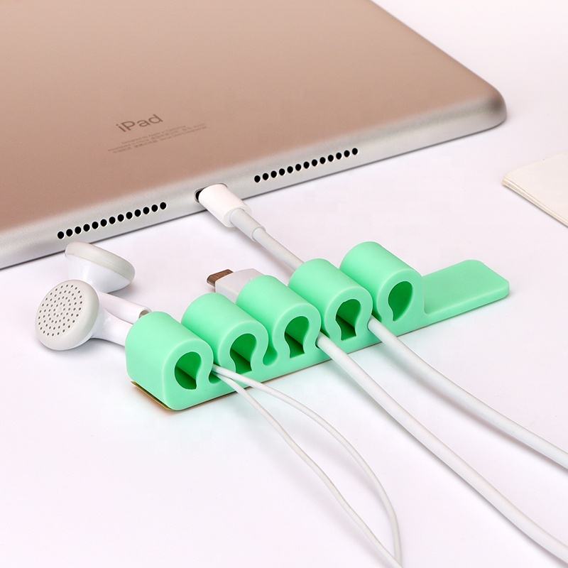 Silicone office organizer for cables, wires, and pens, orange