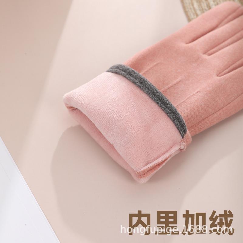 Warm gloves Three-line rabbit velvet men's and women's fashion cold-proof velvet outdoor cycling autumn and winter gloves