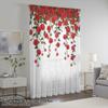 Luxury Red Rose Vine One Piece Curtain Romantic Vintage Style French Decorative Window Treatment Soft Privacy Screen Curtains Sheer Made Of Polyester