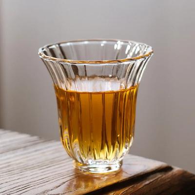 1 Piece 60ml 80ml Heat Resistant Kong Fu Master Tea Cup Small Capacity Vertical Texture Thick Sake Soju Tasting Glass Drinkware