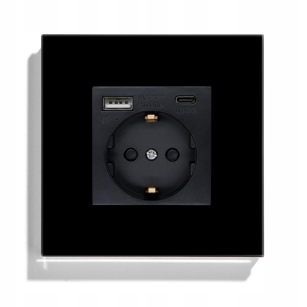 230V black socket insert USB AC charger RTX SH