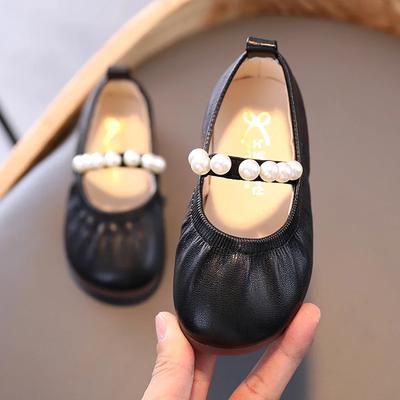 2024 Chaussures en Cuir pour Enfants pour Filles Automne Nouvelle Mode Princesse Élégant Chic Perles Doux Confortable Polyvalent Chaussures Habillées