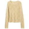 Sancai Women's Round Neck Long Sleeve Hollow Knit Sweater