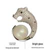 Luxury Copper Zircon Pearl Cheetah Brooch for Men and Women - Elegant Accessory for Suits and Shirts