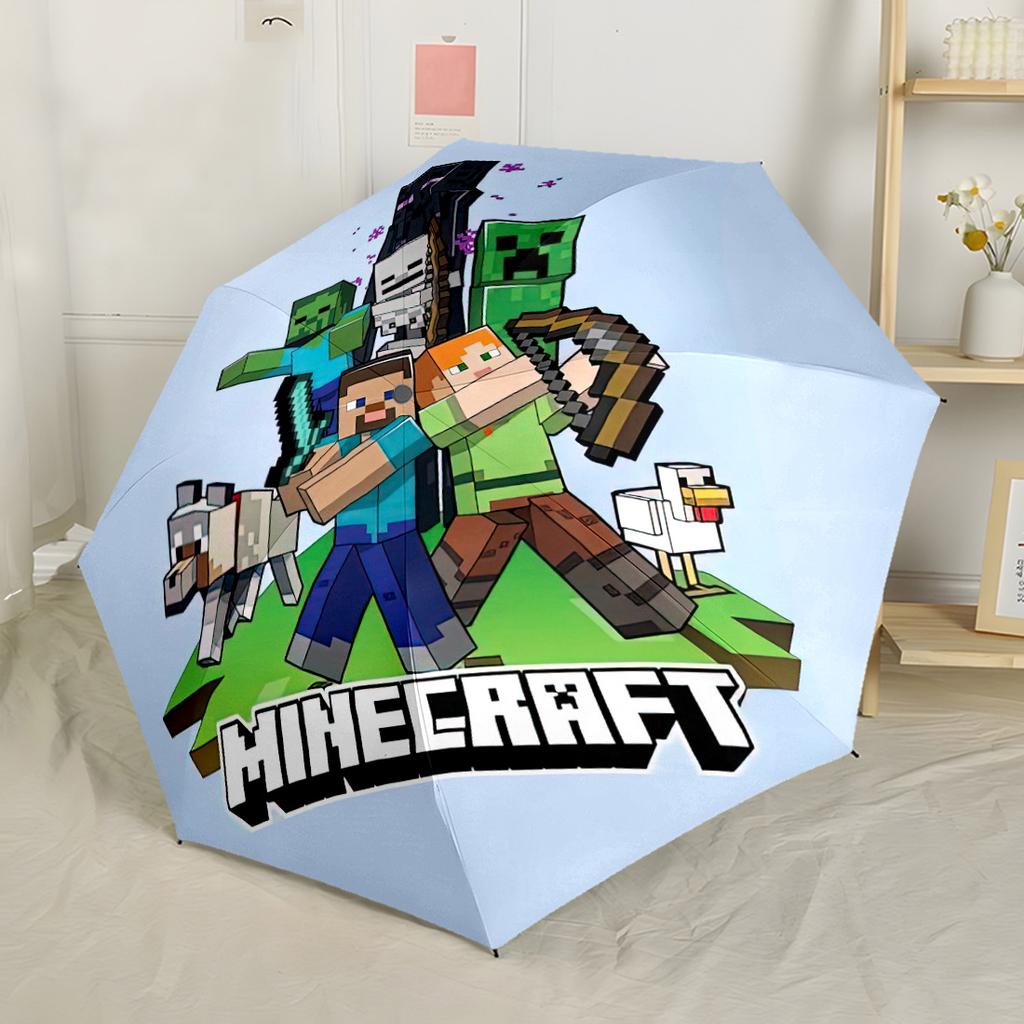 Minecraft Bee Adventure Portable Automatic Umbrella Compact & Durable 8-Rib Design Lightweight All-Season Travel Elegant Women's Umbrella