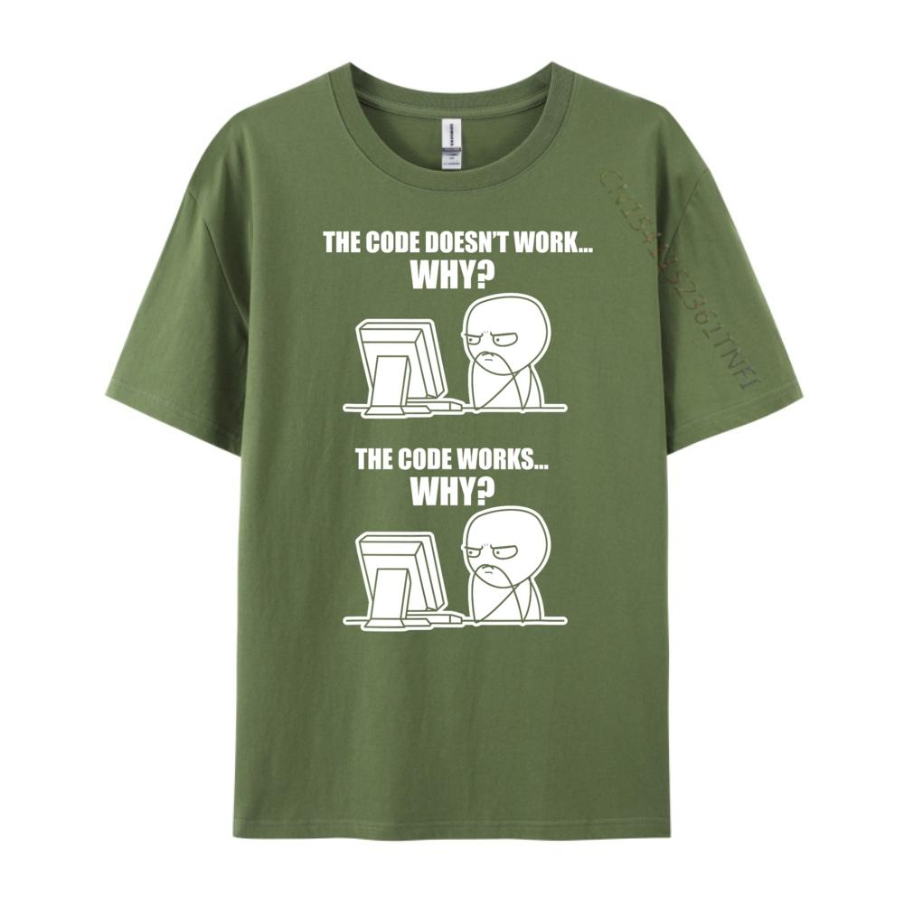 Rolig Programmerare Kod Fungerar Varför Meme Rosa Grafiska T-shirts Herrkläder Lyxig Designer Kortärmad T-shirt för Män Klassisk