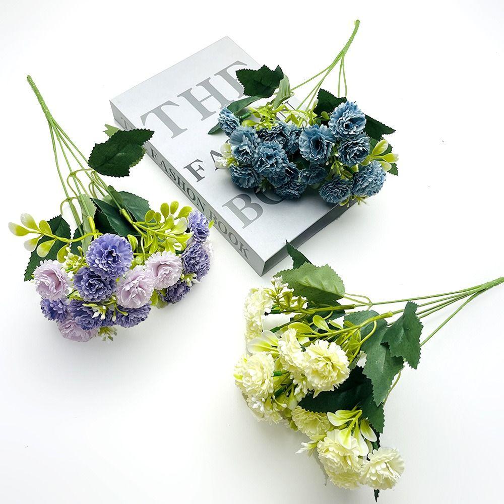 Silk Cloth Artificial Carnation Bouquet 15 Heads Mother's Day Gifts Simulated Carnation Photography Props Wedding Fake Flower