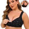 Reggiseno con spalline larghe, con stampa senza anello in acciaio, per donne di grandi dimensioni, con coppa fissa e fibbia frontale, biancheria intima per ragazze grasse