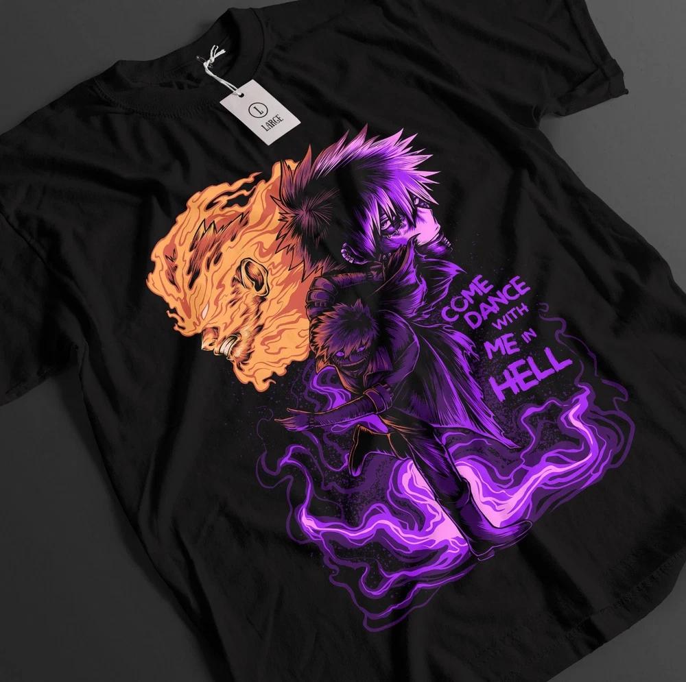 Anime My Hero Academia Dabi Vs Endeavor Graphic Black Tshirt Size S4XL S