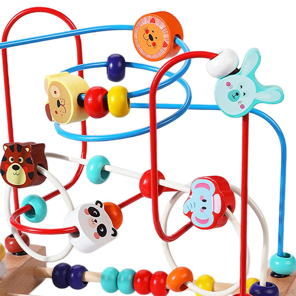 Bead Maze Puzzle Toy Fine Motor Skills Wooden Educational Abacus Circle for