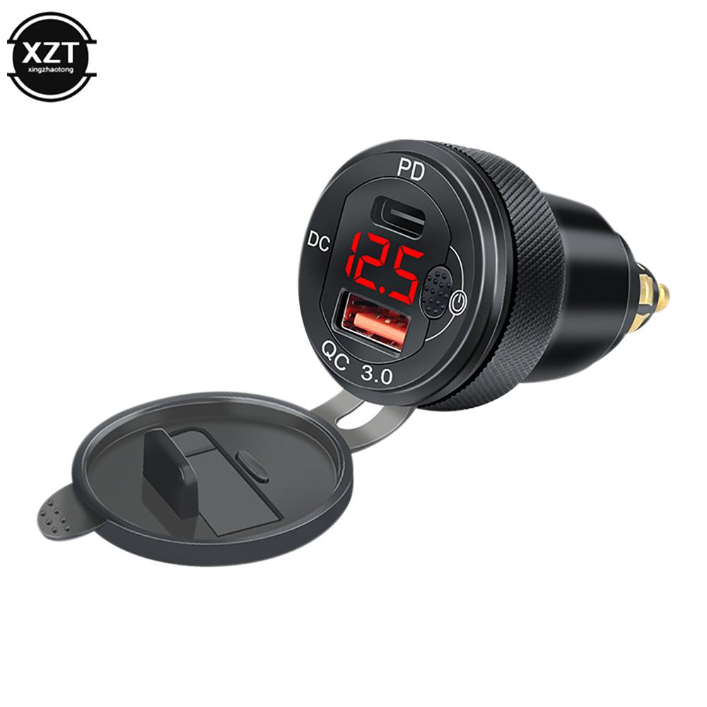 Nabíječka do auta Duální USB Rychlá nabíječka 12-24V QC3.0 nabíjecí adaptér z hliníkové slitiny pro