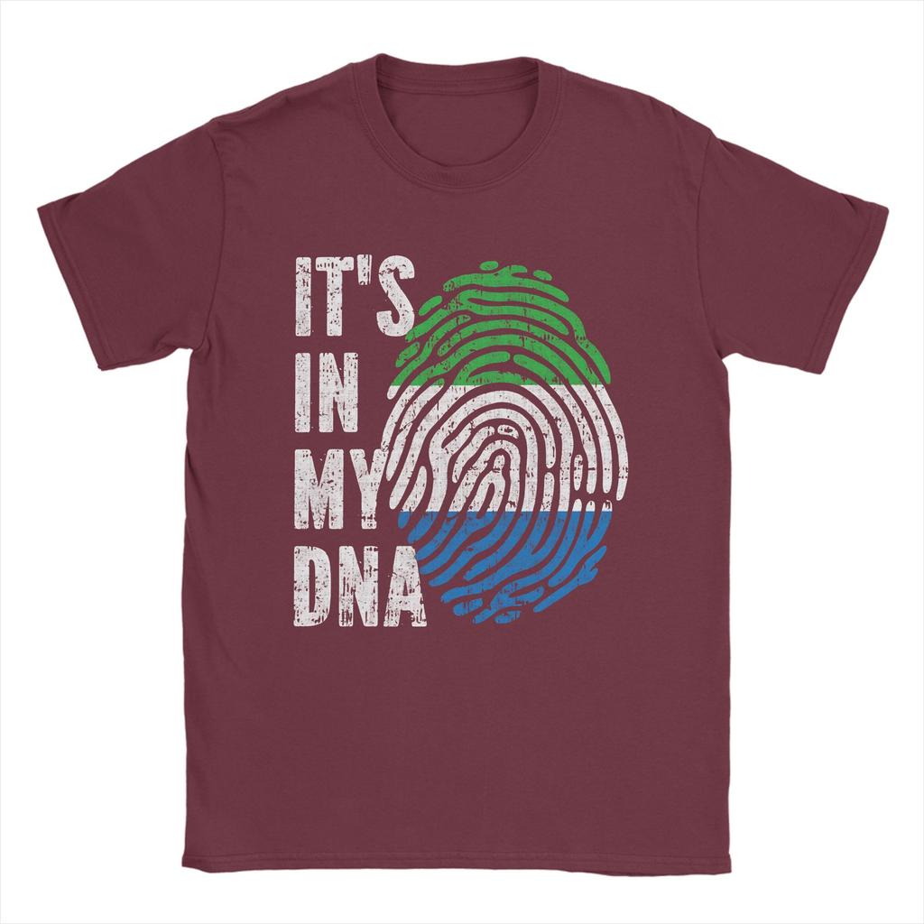 ITS IN MY DNA Sierra Leone Flag Roots TShirt Unisex Leisure Pure Cotton Tees Round Collar Short Sleeve T Shirts Gift Idea Tops