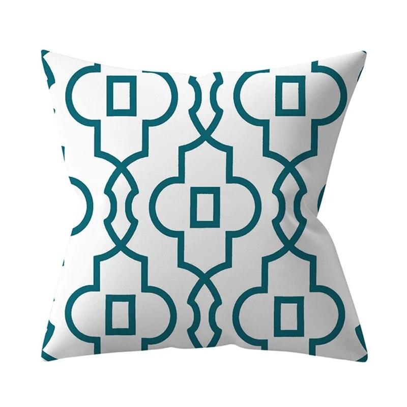 45x45cm Blue Green Leaf Floral Plant Geometric Pillow Cover Sofa Seat Office Lumbar Cushion   Home Decor