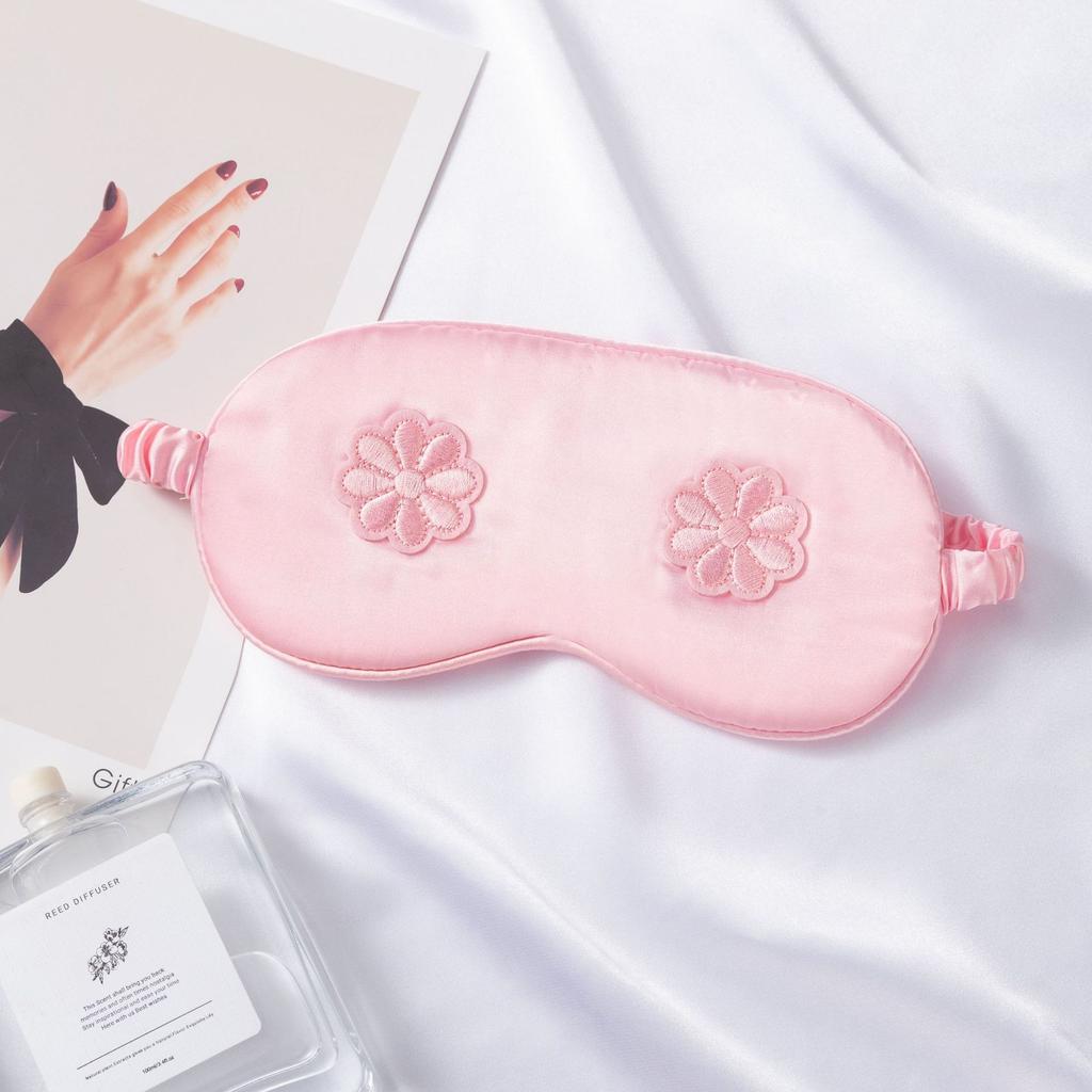 Flower Embroidered Eye Mask for Sleep Travel Comfort Women's Cosmetic Eye Mask with Flower Design