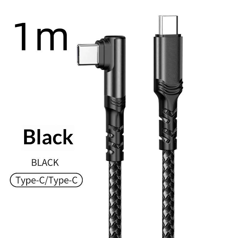100W Fast Charging Type C Right Angle Cable High Speed Data Transfer Cord for Gamer Mobile Phone Charging Use