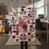 Rose Flower Print Flannel Blanket, High quality Comfortable for All Seasons, Home Decor, Warmth and Comfort, Perfect for Christmas Gifts101