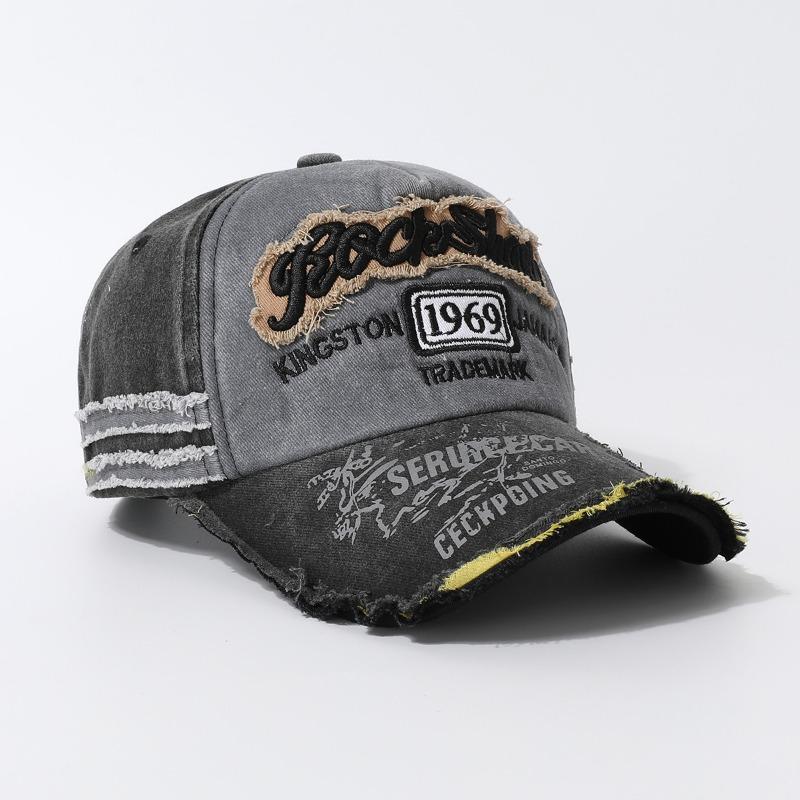 Hip Hop Washed Old Denim Pink Baseball Cap Female Ripped Retro Trendy Brand Letter Spring and Summer Cap Male