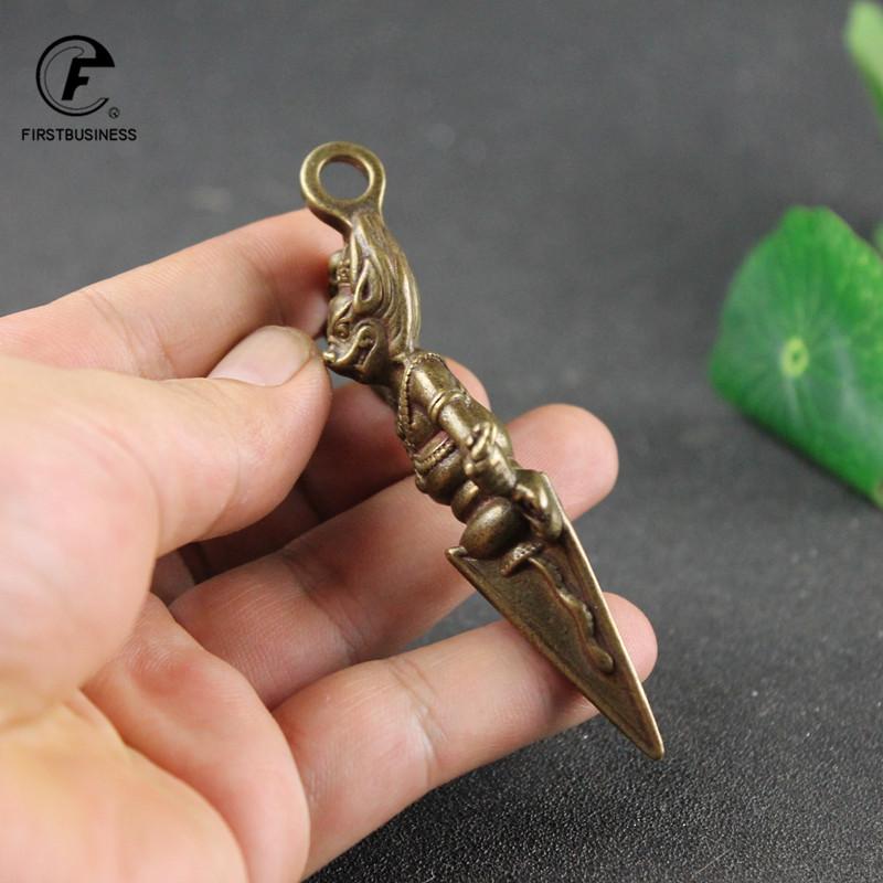 64G Brass Nepal Yamantaka Head Vajry Pestle Ornaments Vintage Brass Pendant Buddha Instruments Lucky Home Decorations Avoid Evil