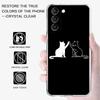 Funny Cartoon Line Art Cat Cute Animal Transparent Case for Samsung Galaxy S22 S21 S20 FE S 22 Ultra S10E S9 Plus 5G Cover Coque
