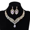 Retro European & American Crystal Pendant Necklace & Earrings Set: Fashionable Women's Clavicle Chain Accessories
