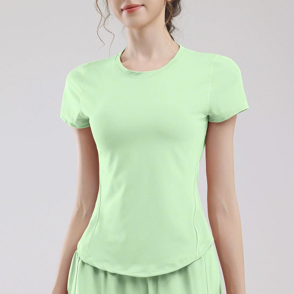 

Женский летний быстросохнущий сетчатый костюм для йоги - Дышащий, Однотонный, с коротким рукавом, Свободного кроя. 2XL зелёный