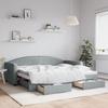 Vidaxl Extendable Sofa With Drawers, Light Gray, 90X200 Cm, Fabric