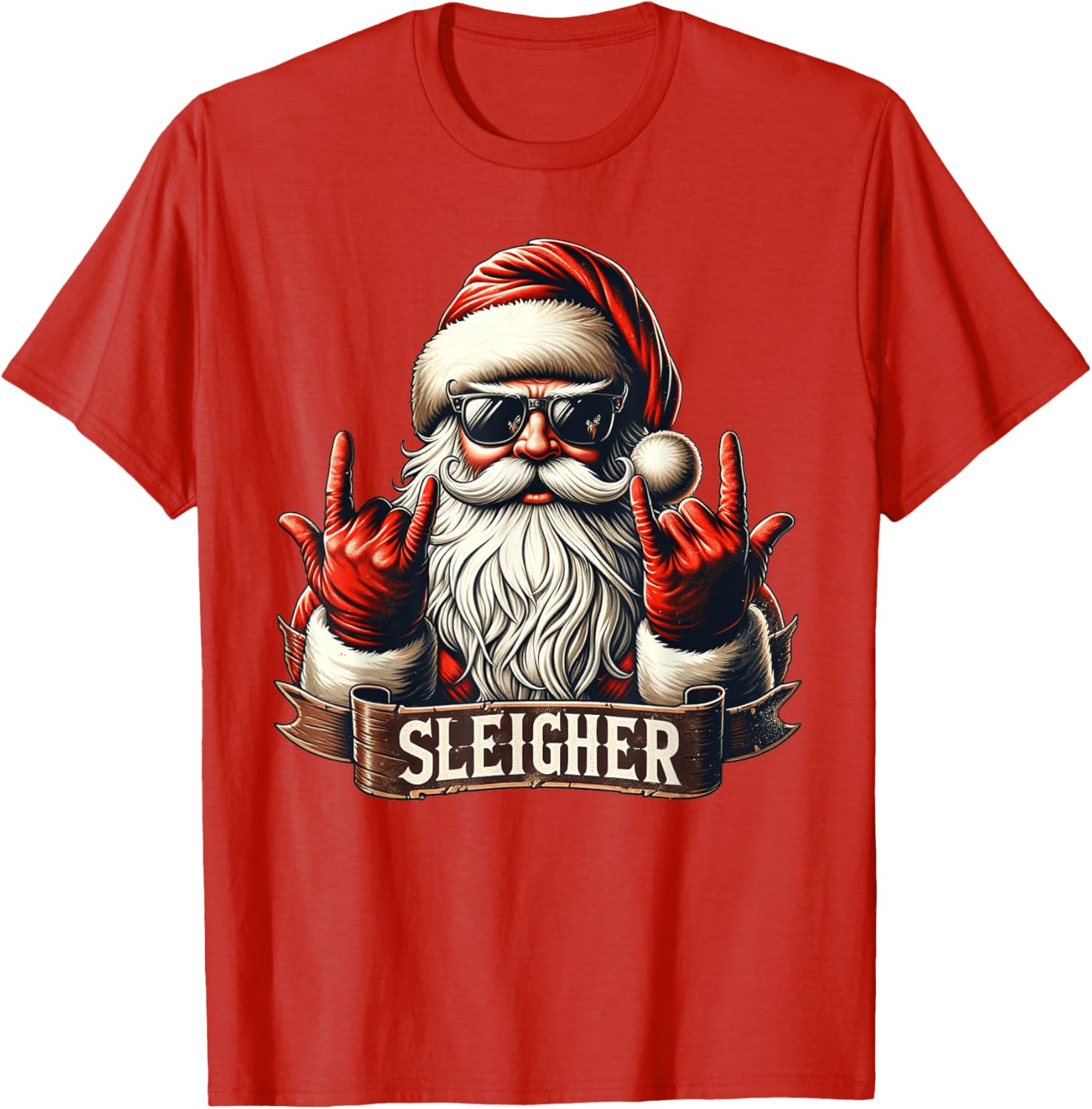 

ropa hombre women tops Sleigher Hail Santa Claus Christmas Rock Music Men Women T-Shirt 5XL різнокольоровий