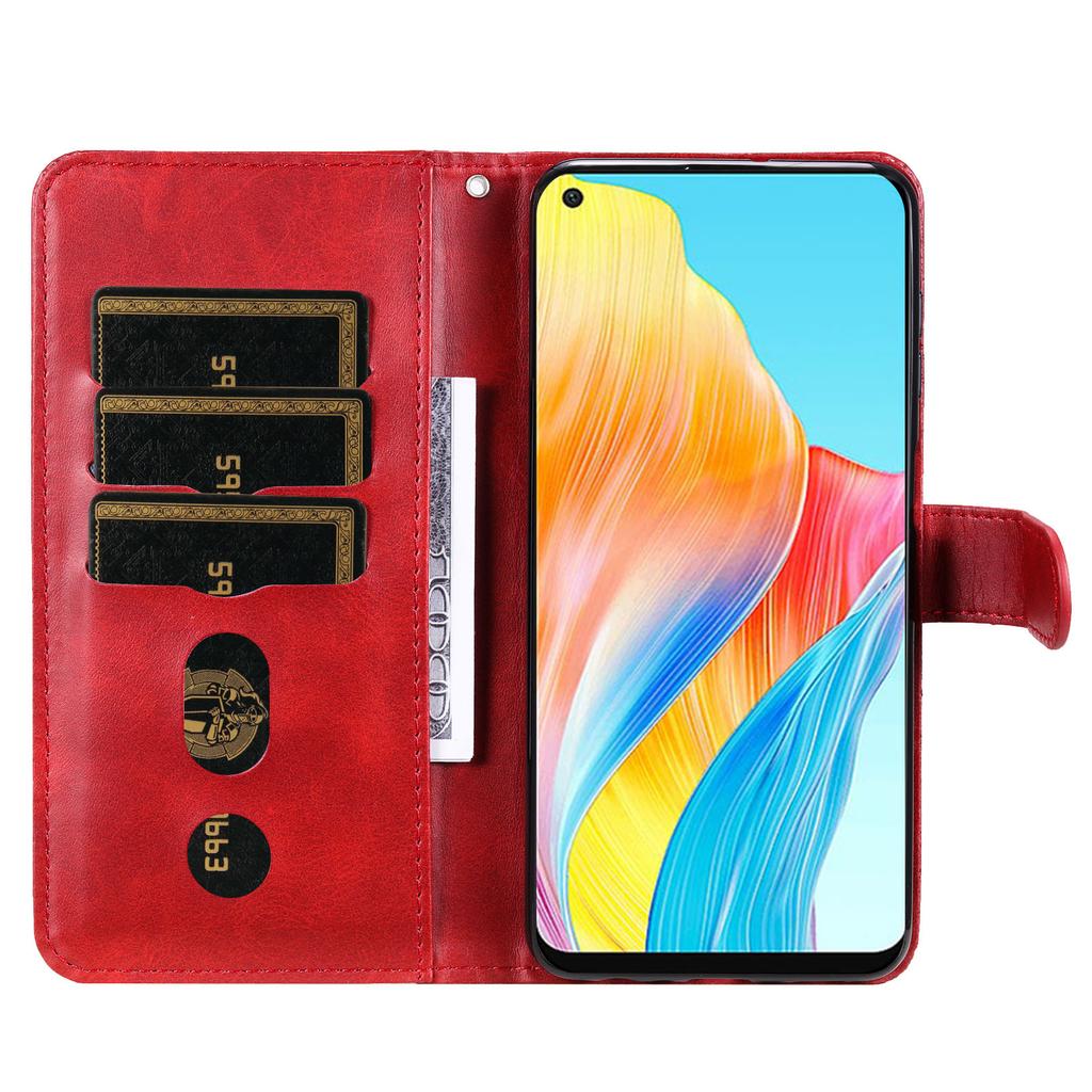 For Oppo A78 4G Zipper Pocket Wallet Stand Phone Case Anti-drop Calf Texture Cover