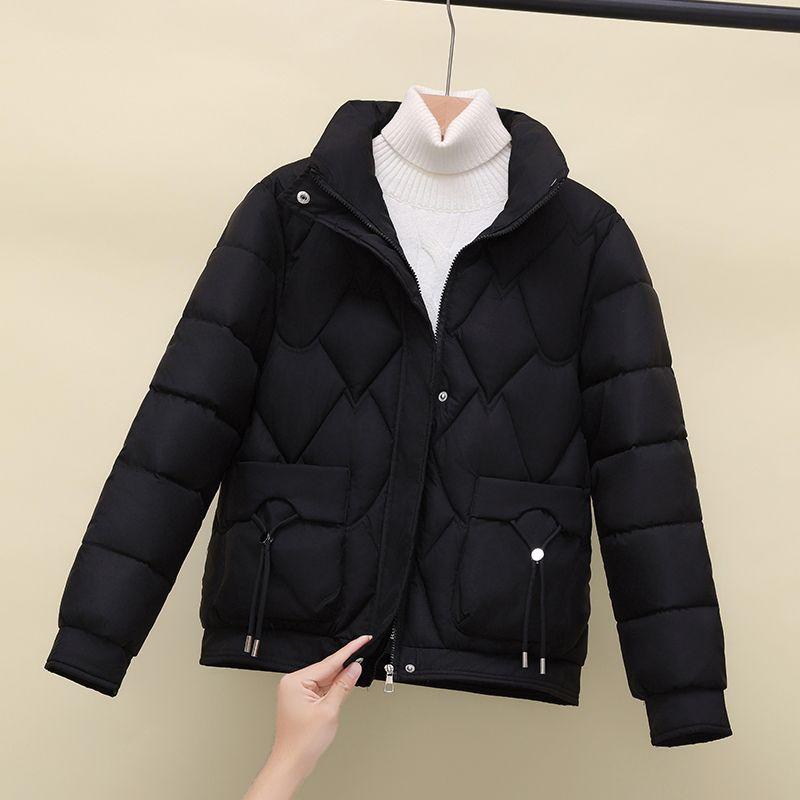 Fashionable and Slim Short Winter Jacket with Stand-up Collar for Women