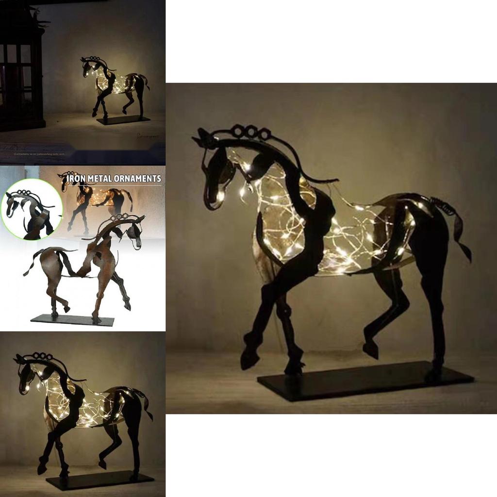 Metal Horse Sculpture With Builtin Light For Desktop Or Shelf Display