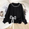 Ta Chi French Style Beaded Bow Knit Top