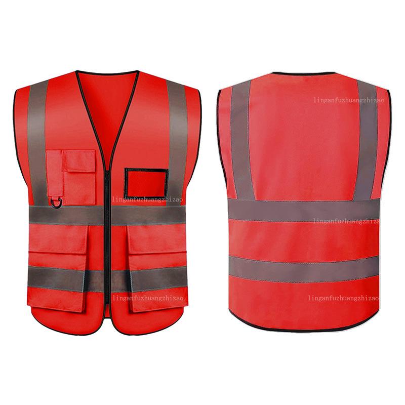 Multi-Pocket Reflective Vest for Sanitation & Construction with Printing