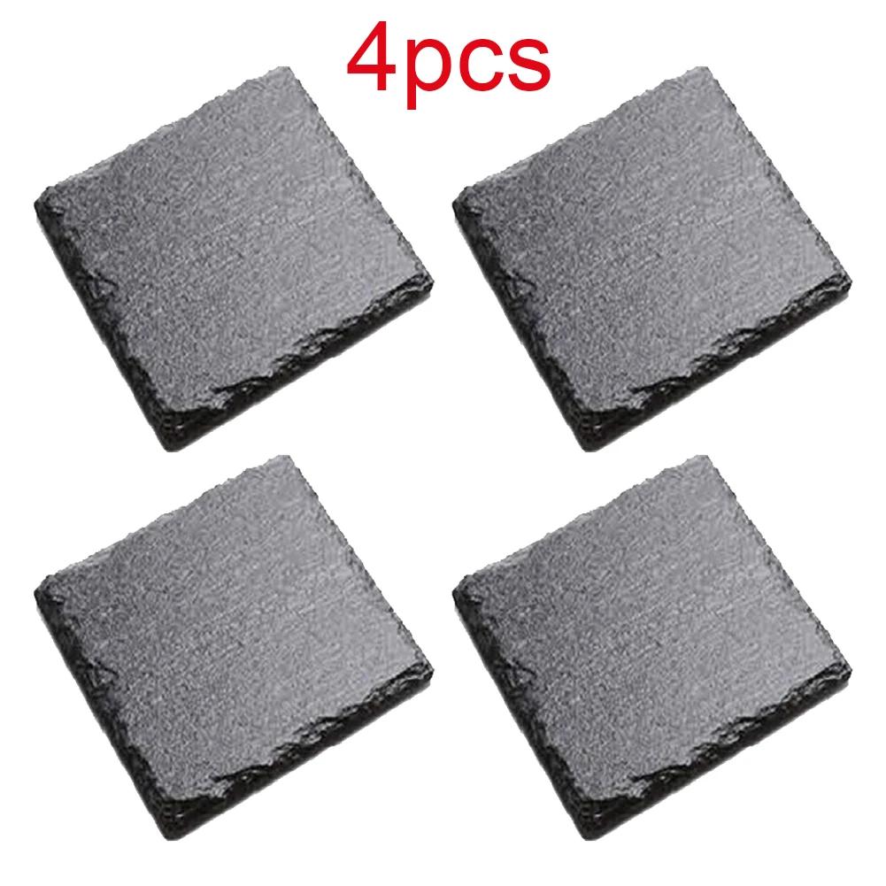 

4-12 шт. подставки из камня, квадратные подставки из сланца для чашек, барных кружек, стаканов, кухонных ковриков для чашек, подставки для кухонных гаджетов 10x10cm