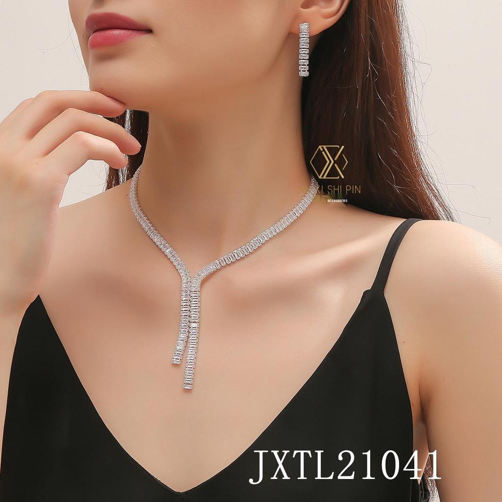 Elegant Zircon Necklace & Earrings Set - Perfect for Weddings & Special Occasions