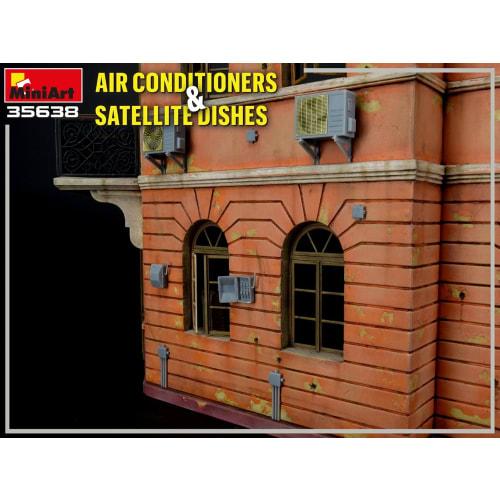 Miniart 1/35 Scale Air Conditioner Outdoor Unit and Satellite TV Antenna Plastic Model Kit MA35638