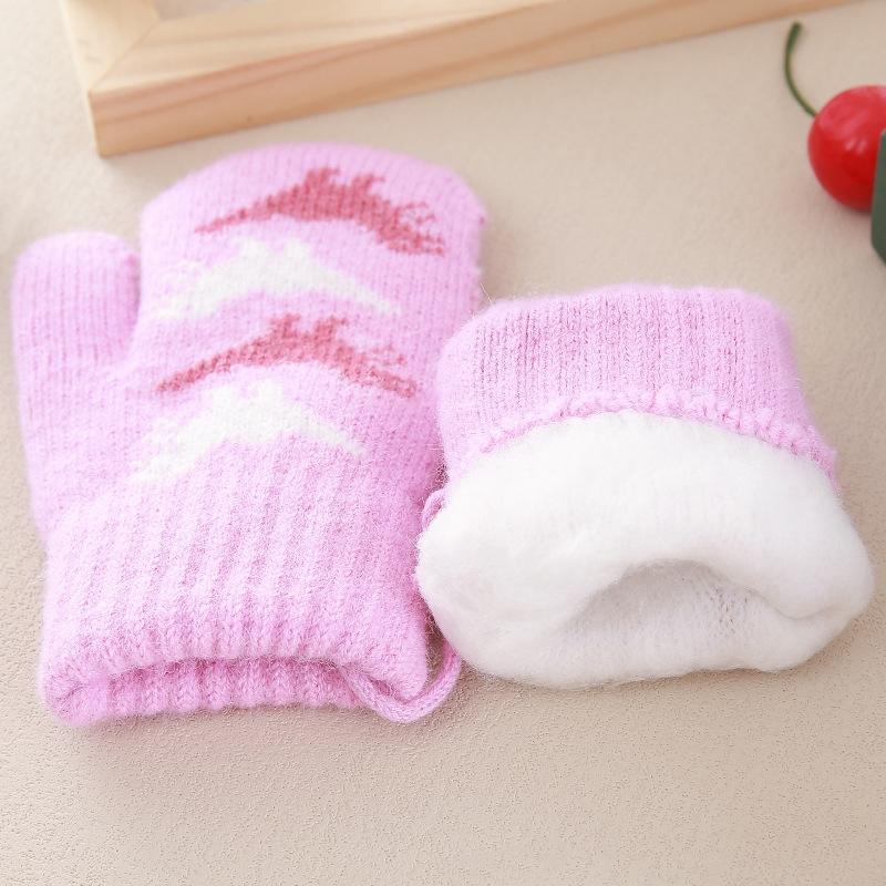 Cute Baby Gloves Winter Warm Knitted Baby Boys Girls Mittens Outdoor Windproof Toddler Kids Gloves With Rope