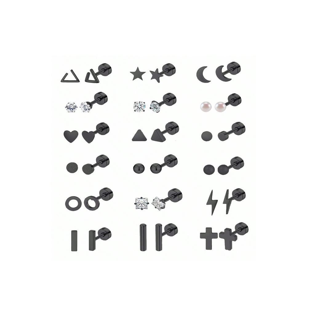 18 Pair Stainless Steel Flatback Stud Earring  Hypoallergenic Screwback Jewellery Flat Back Helix Jewelry for  Women Ladies