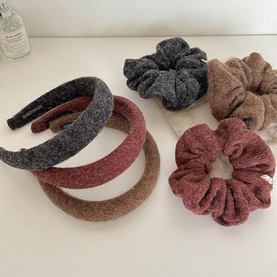 Set Elastici per Capelli e Fascia in Tessuto Testurizzato – Eleganti Elastici Autunno/Inverno, Forcine e Fascia Alta