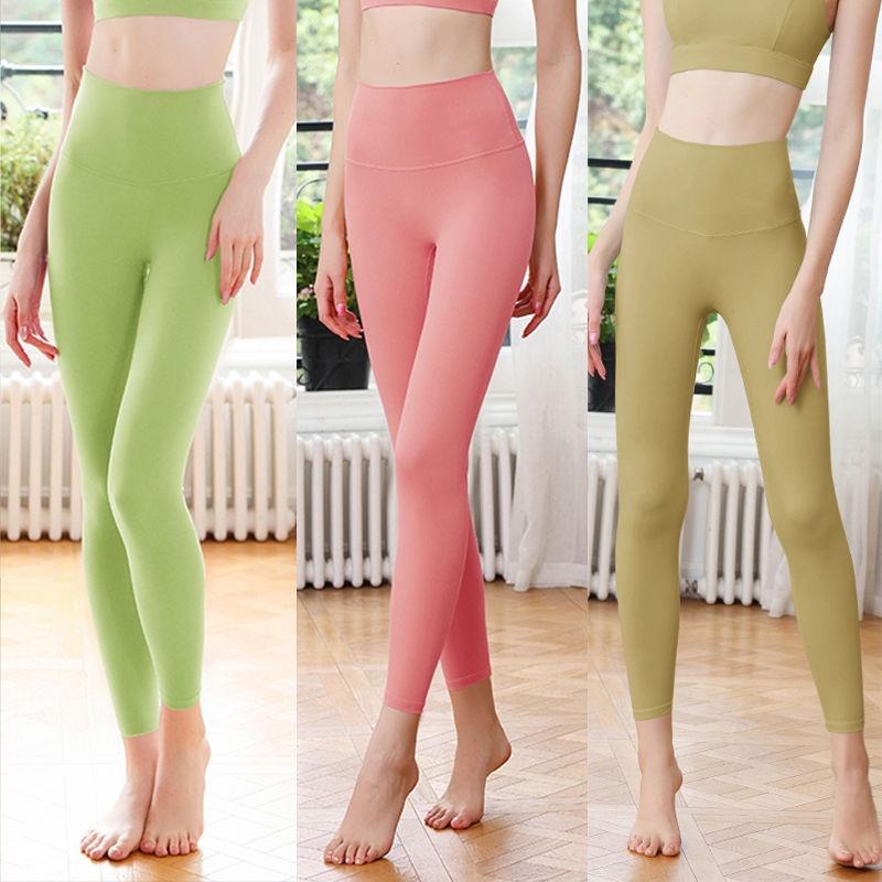 Pantaloni da Yoga Nudi Senza Imbarazzo da Donna a Vita Alta Sollevamento Fianchi Corsa Levigatura Fitness