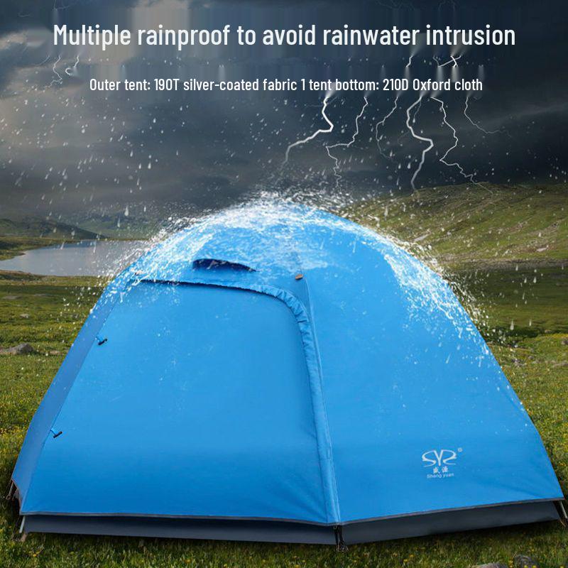 Quick Open Folding Double Layer Tent for 3-5 People - Perfect for Camping, Beach, or Park