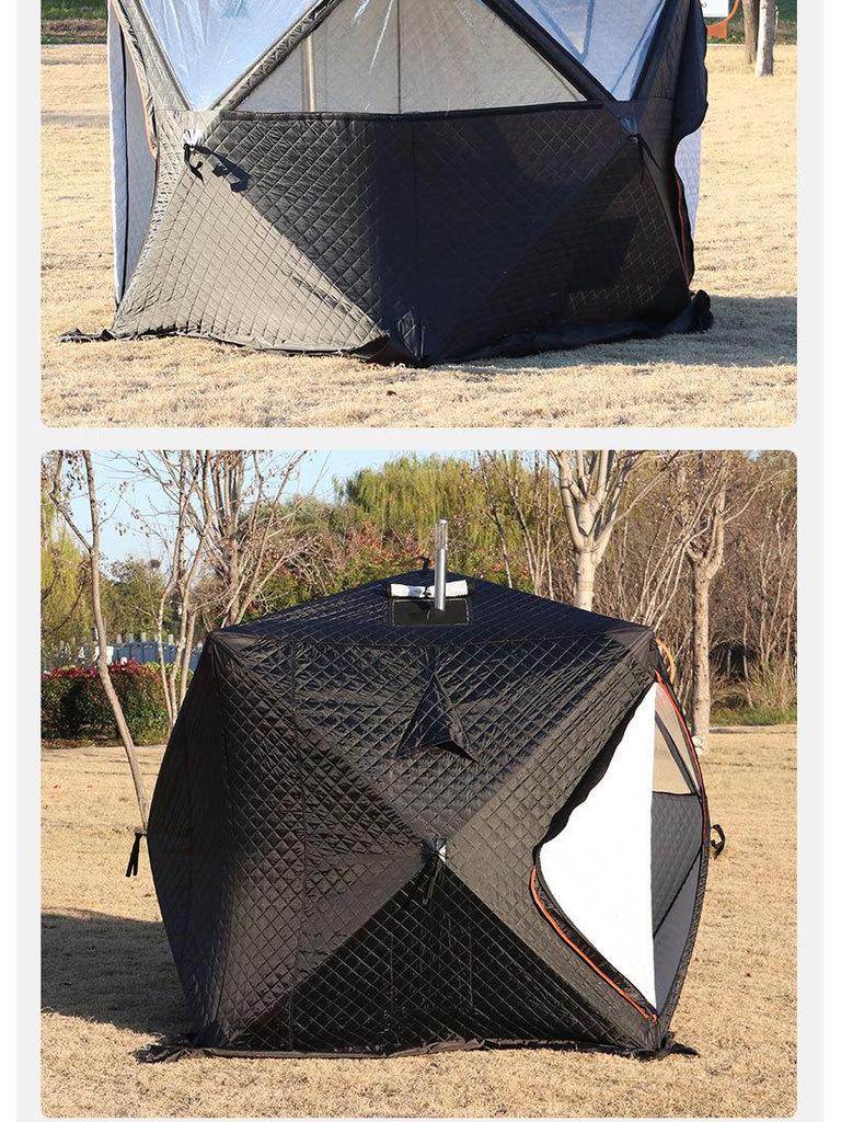 Pentagonal Winter Outdoor Sauna Tent: Portable Steam & Sweat Box for Ice Fishing and Medicinal Bath.