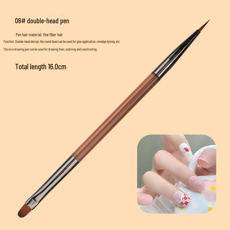 9dílná japonská průsvitná hnědá sada štětců na nail art pro malování linek, ombre a květin