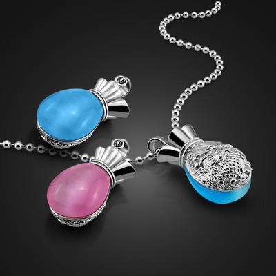 Damen Personalisierte Geldbeutel Anhänger Halskette Platinplattiert Retro Kugelkette Silberschmuck