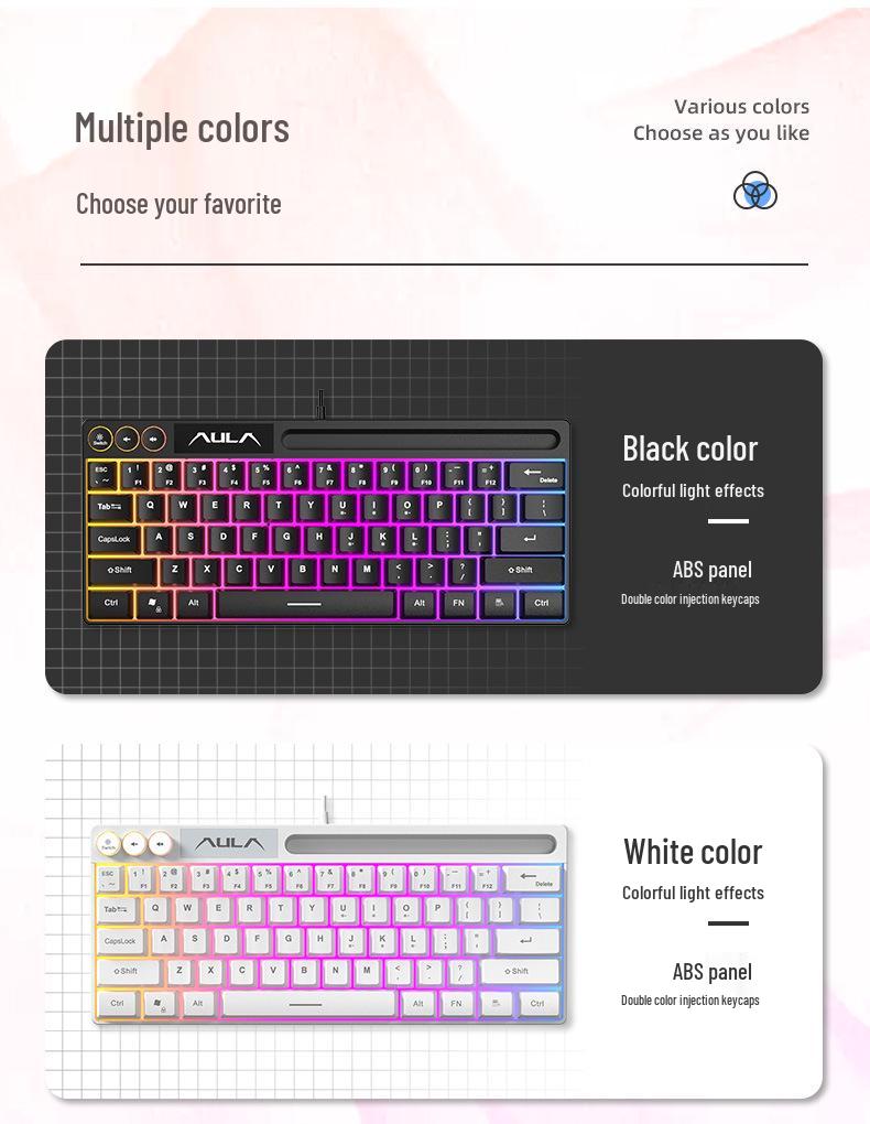 Tarantula F3061 Mini Kabelgebundene Stille Gaming-Tastatur für Laptops und Büros