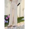 Women's Oatmeal High-Waist Wide-Leg Casual Pants