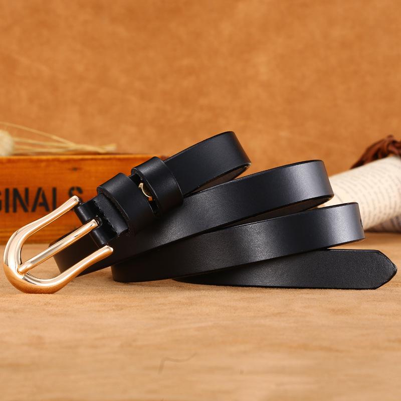 Light Gold Button Head, Women'S Thin Belt, Women'S Casual Cowhide Belt, Belt.