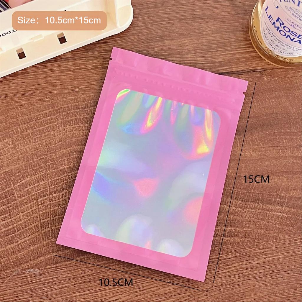 5/10pcs Packaging Pouch Bag Aluminum Foil Polyester Film Translucent Holographic Rainbow Film Sealed Bag Laser Zip Lock Bag