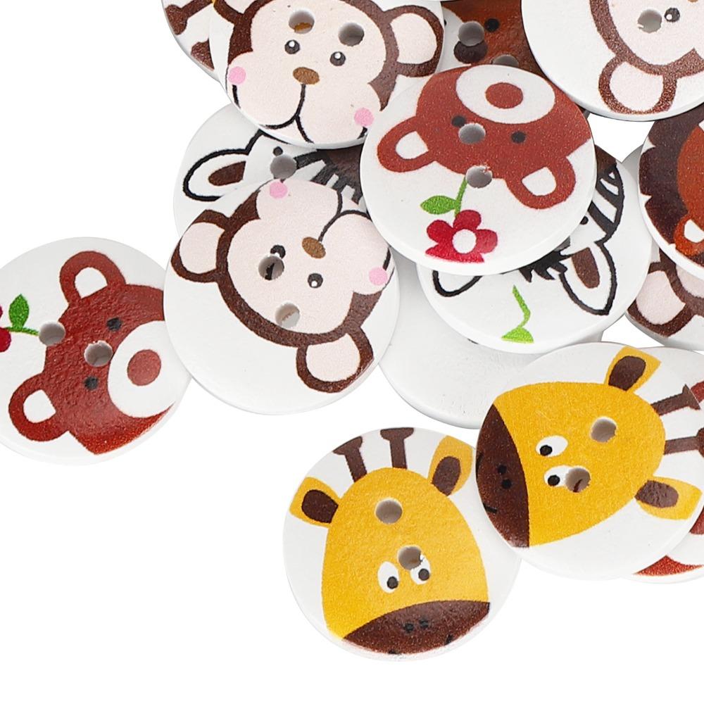100 Stück 100er Pack Holzknöpfe 2-Loch Cartoon-Tierknöpfe Nähknöpfe DIY Heimdekoration